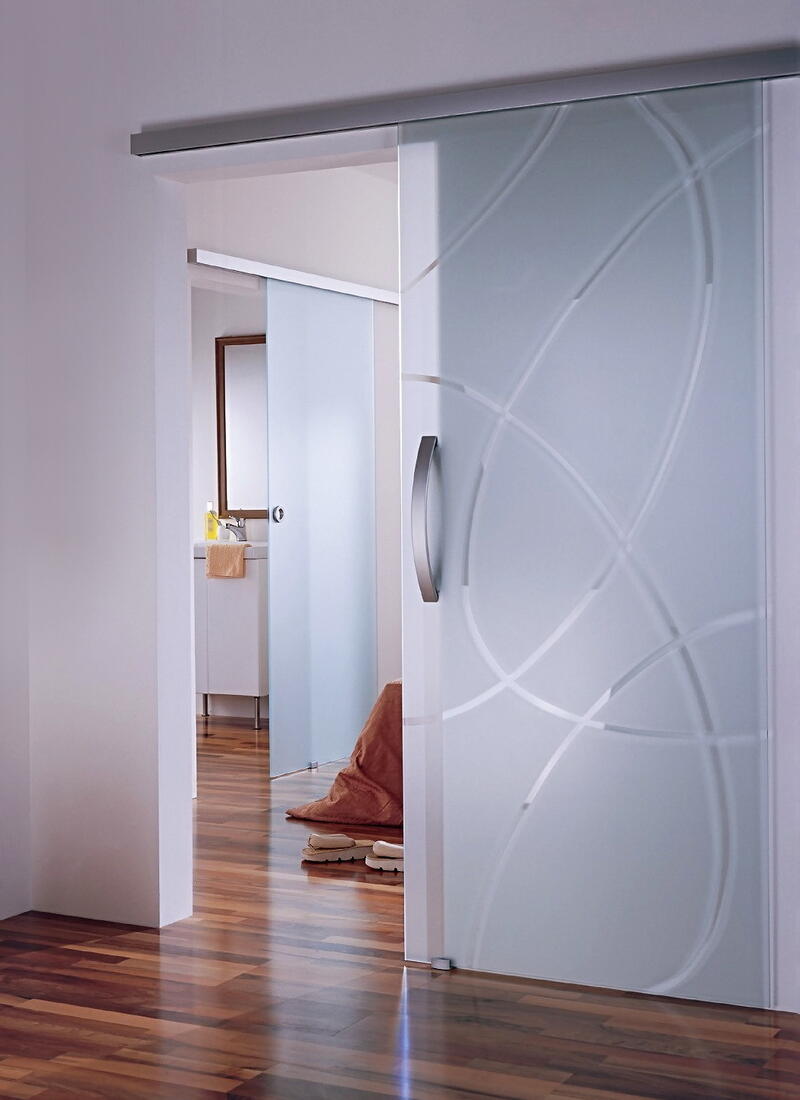 Раздвижная стеклянная дверь с узором