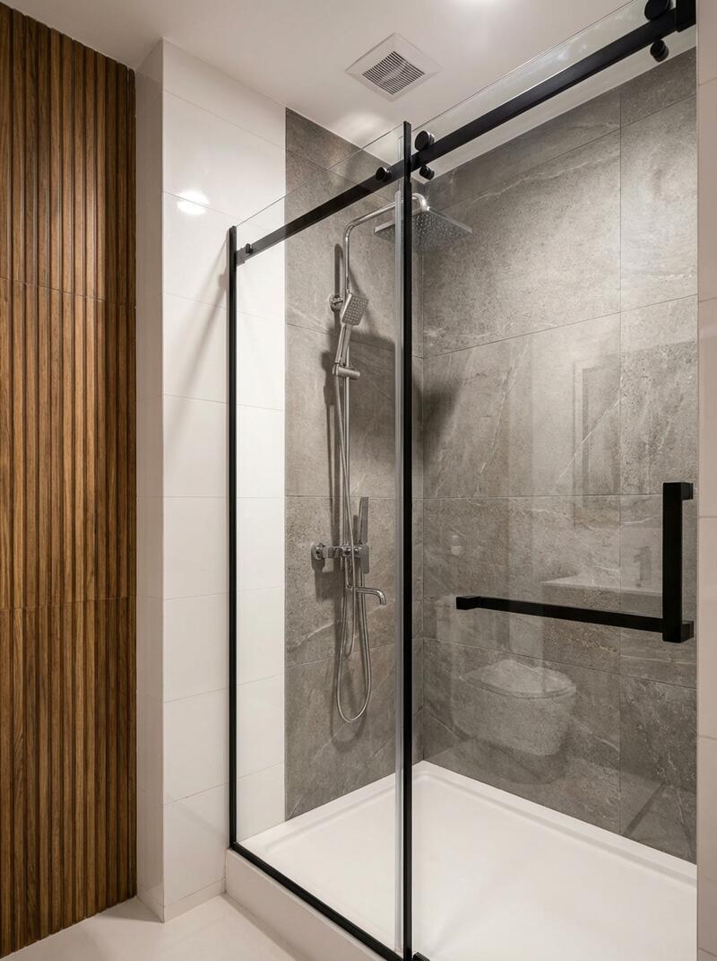 Душевая в темных тонах