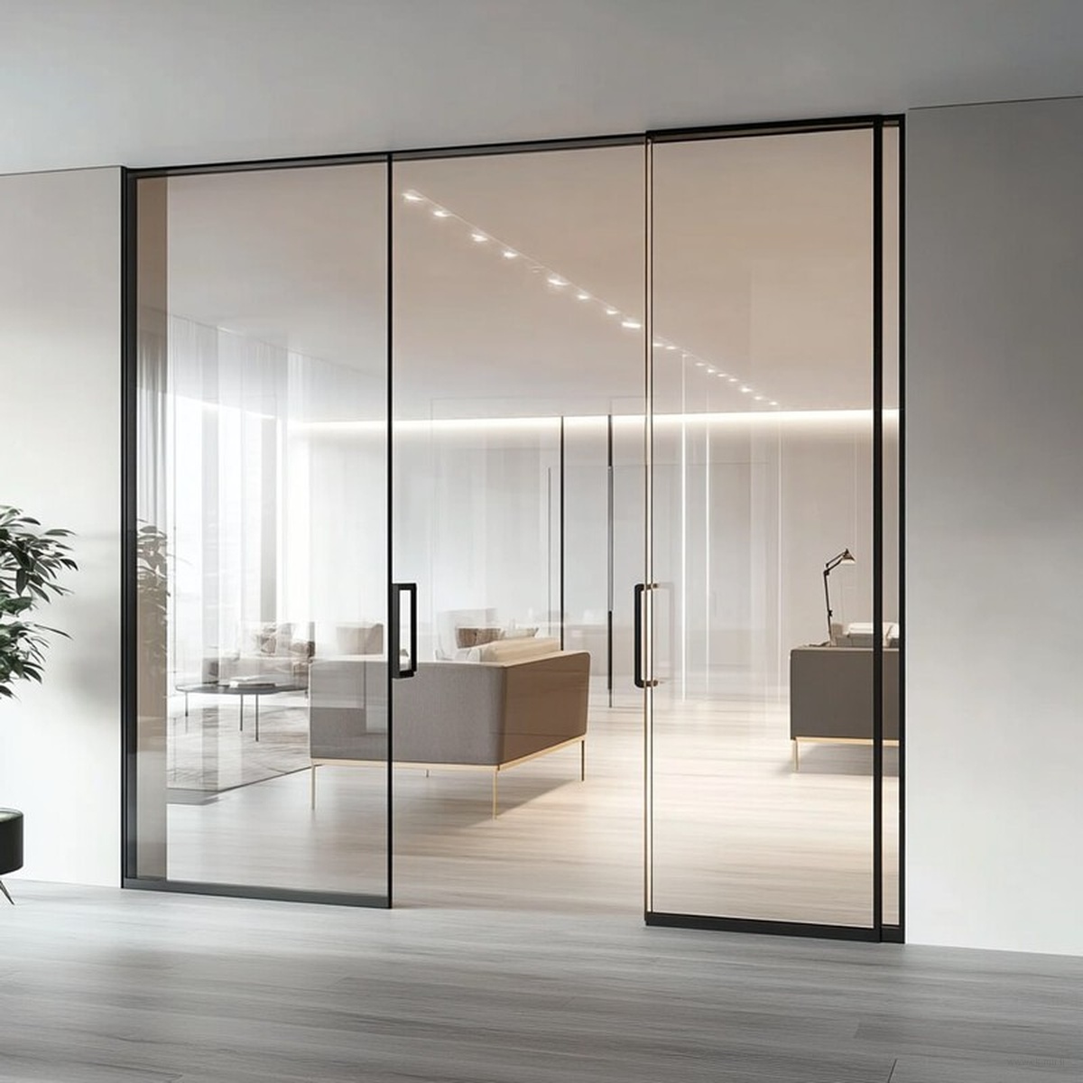 Раздвижная перегородка в гостиной