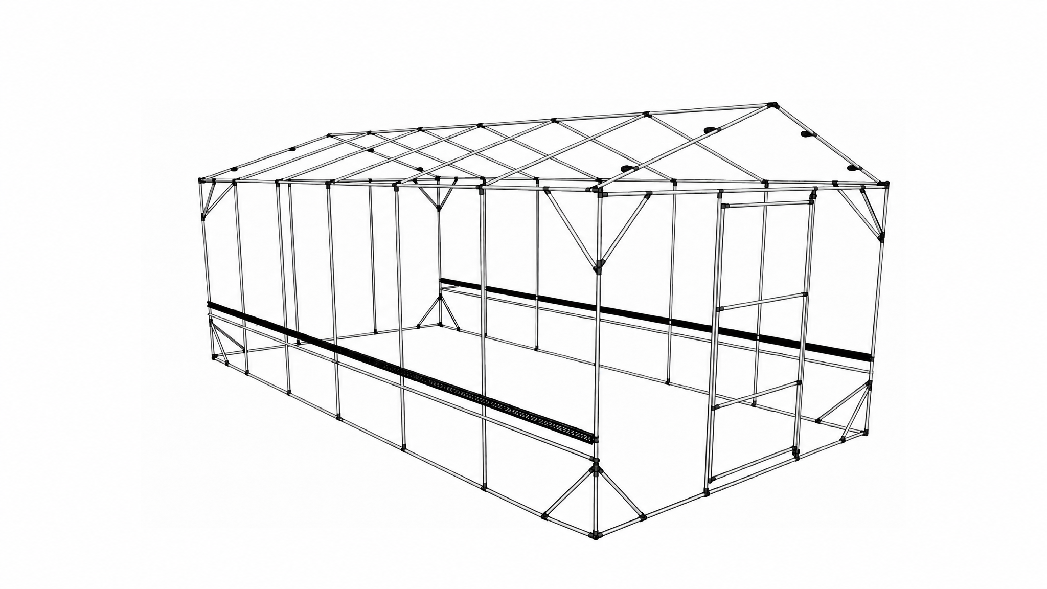 3D-чертёж каркаса теплицы из оцинкованной трубы